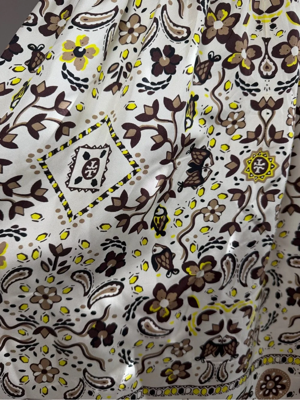 Tory Burch Pisces Dream Print Silk Dress Ivory Floral Luxury Designer Size 8